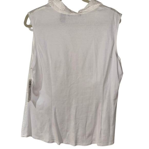 ZAC & RACHEL White Floral Design Eyelet Sleeveless Top XL - Picture 2 of 5